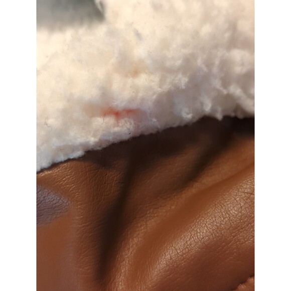 Torrid Faux Leather Jacket Womens 1X Brown Sherpa Lined Zip Asymmetrical Moto - Picture 8 of 12